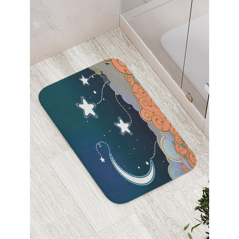 Clouds Stars and Moon Bath Mat