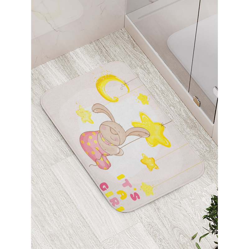 Cartoon Bunny Stars Moon Bath Mat