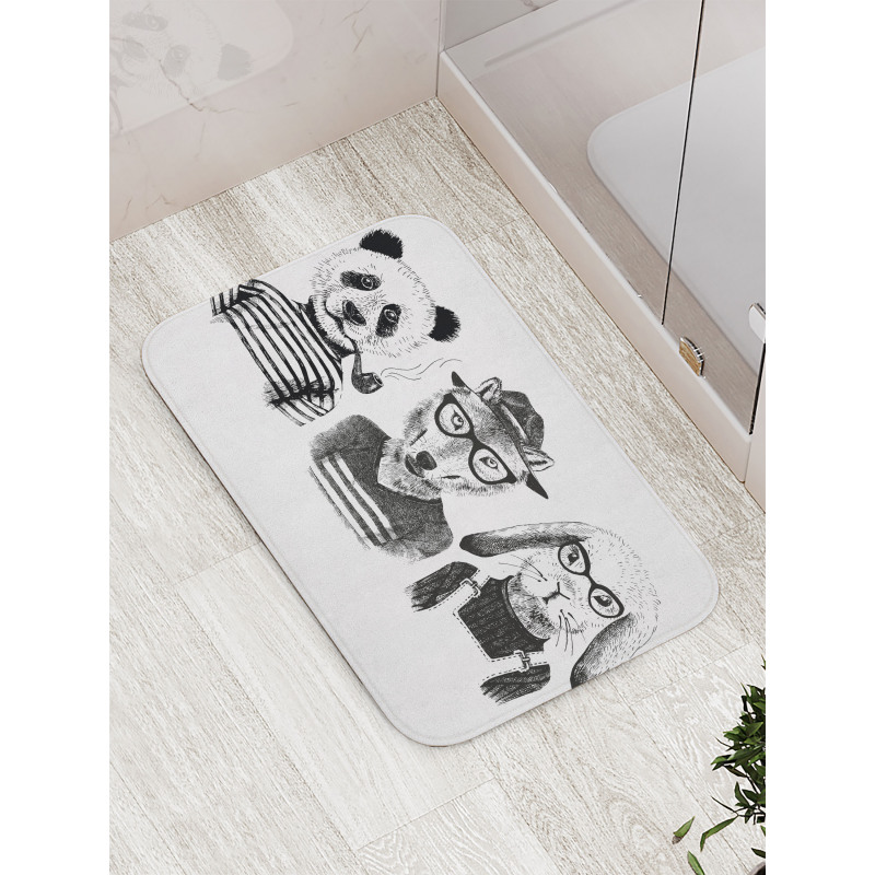 Hipster Panda Cigar Fox Bath Mat