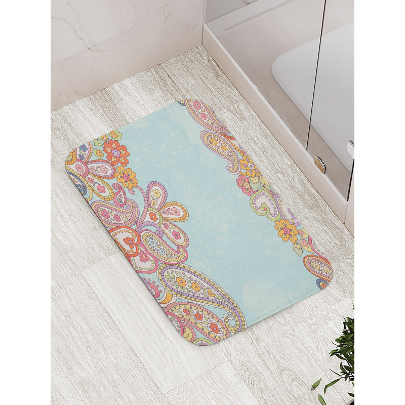 Hand Drawn Retro Paisley Bath Mat