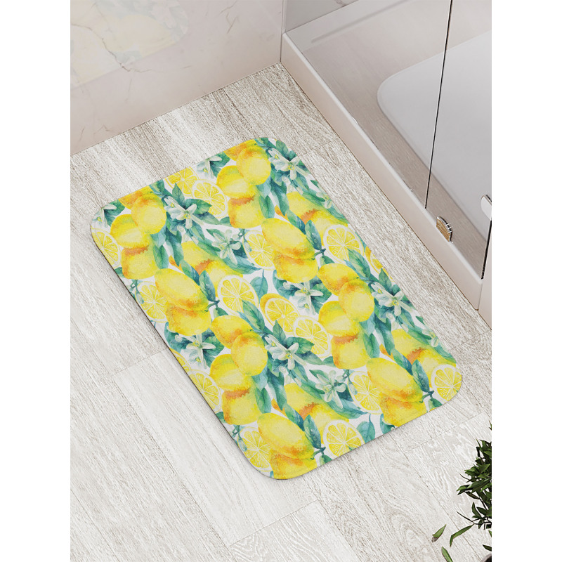 Lemon Citrus Branches Bath Mat