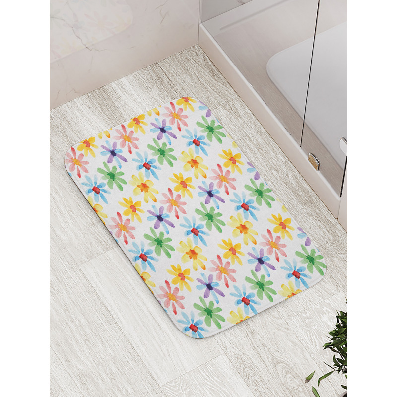 Watercolor Flowers Art Bath Mat