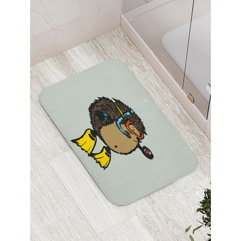 Scuba Diver Hedgehog Bath Mat