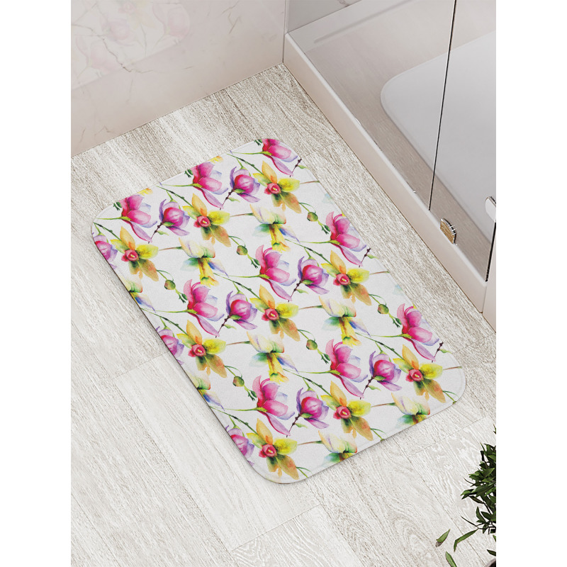 Vibrant Magnolia Flower Bath Mat