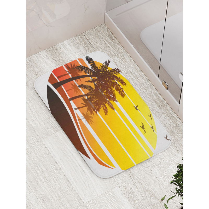 Beach Palm Trees Birds Bath Mat