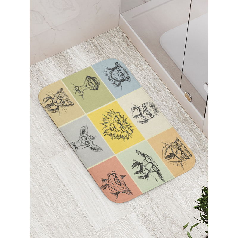 Hipster Monkey Camel Cat Bath Mat