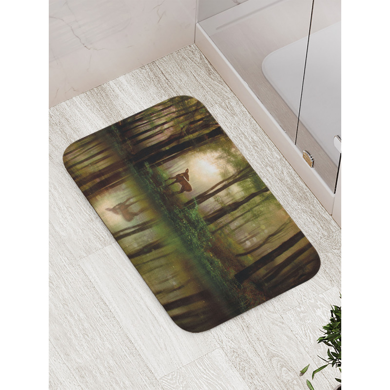 Baby Deer Foggy Lake Bath Mat