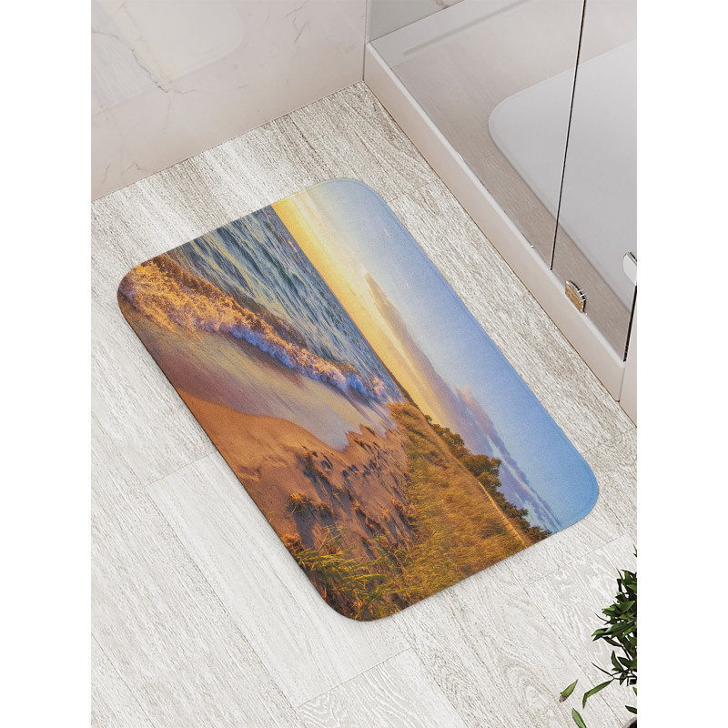 Sandy Calm Beach Sunset Bath Mat