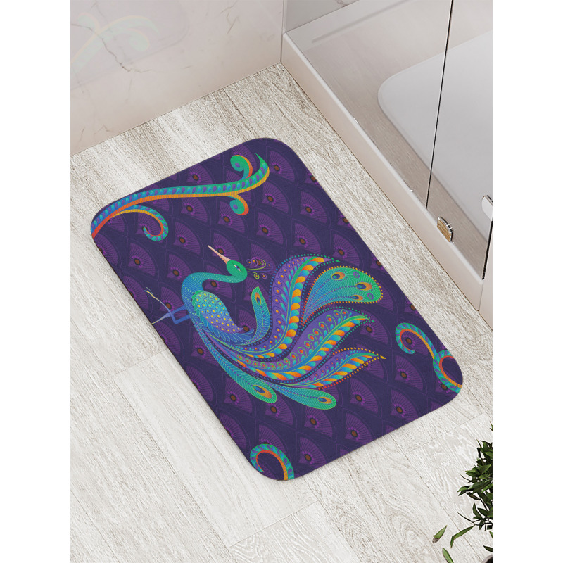 Oriental Bird Feather Bath Mat