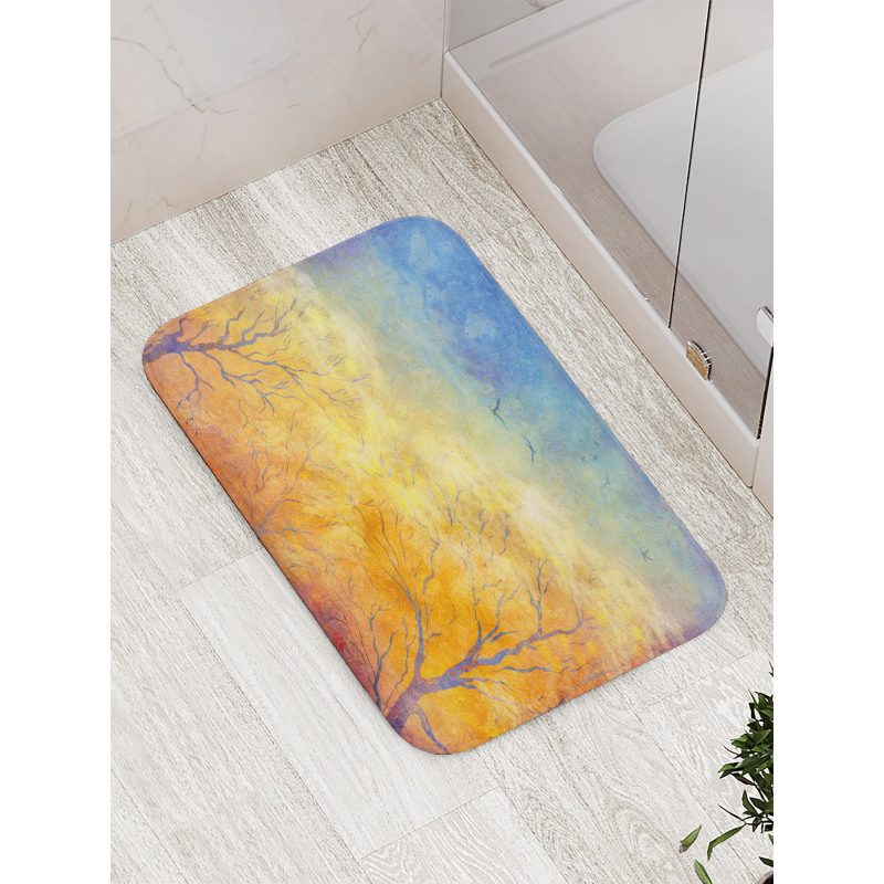 Autumn Trees Gulls Sky Bath Mat