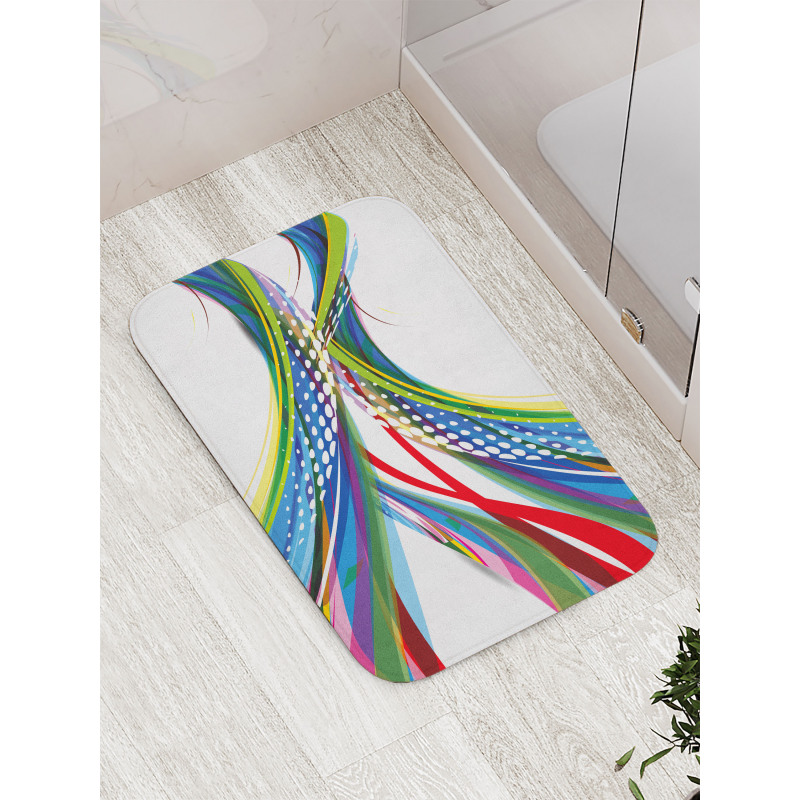 Abstract Wave Ombre Bath Mat