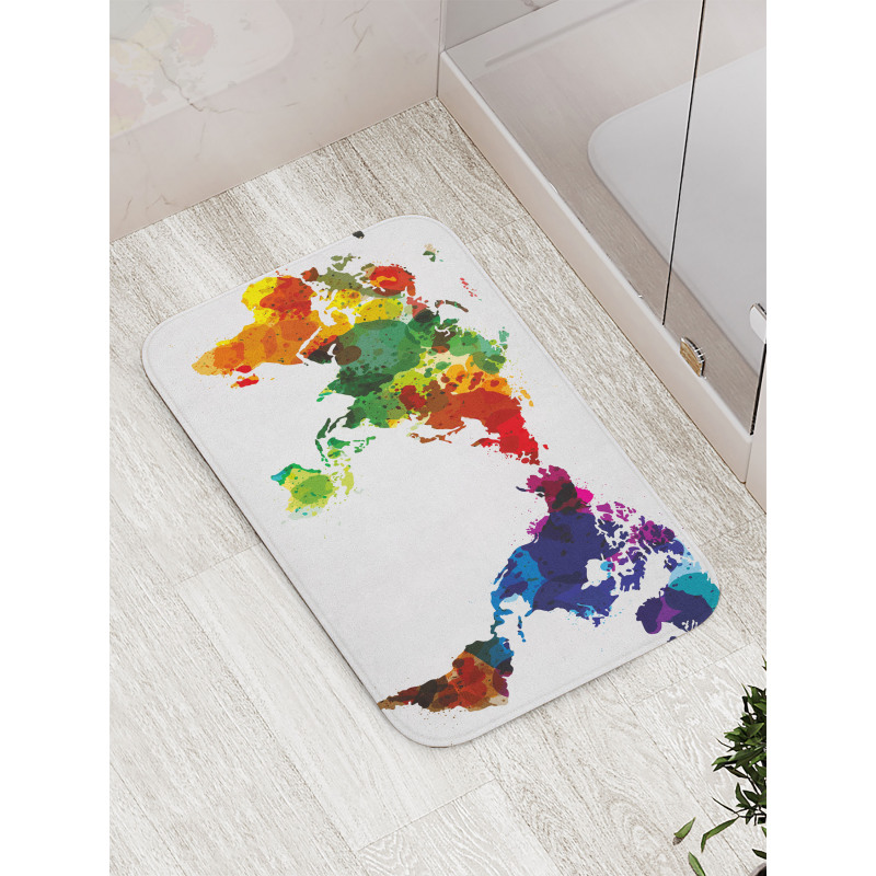 Abstract Wold Map Bath Mat