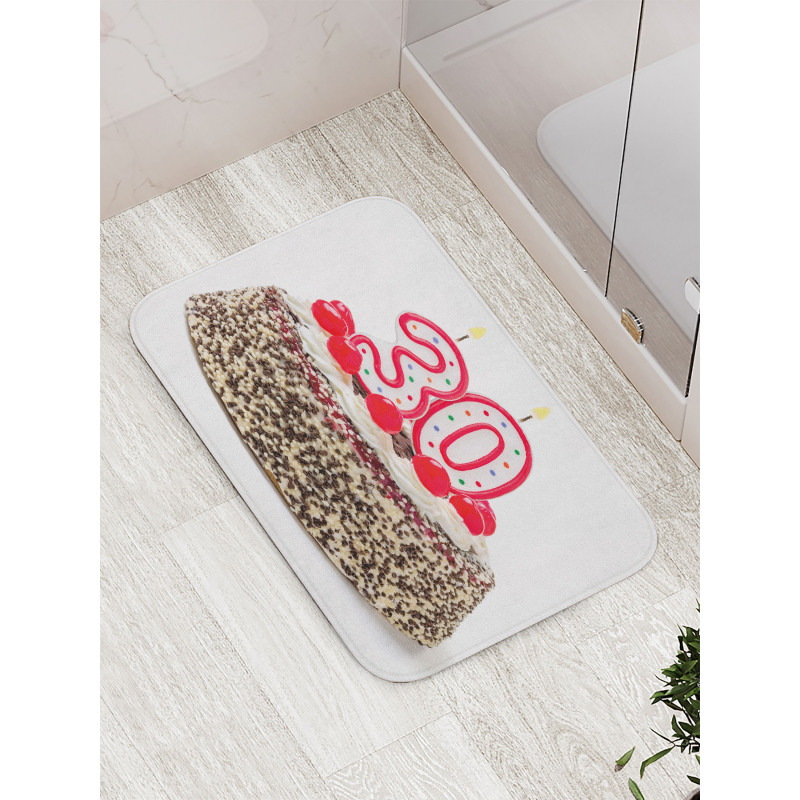 Cake Cherries Candles Bath Mat