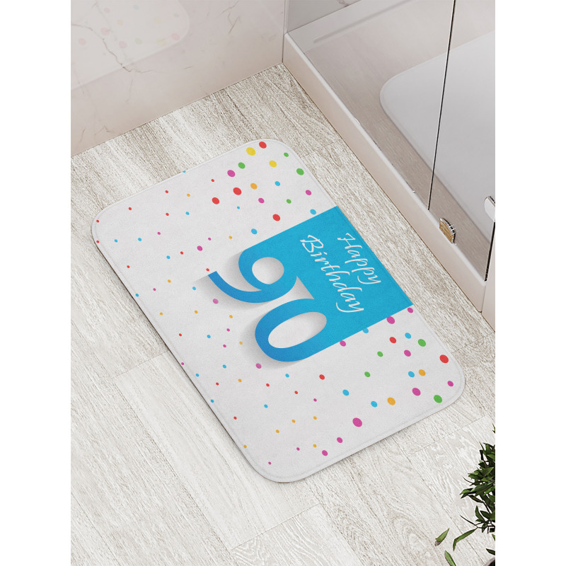 Age 90 Polka Dots Bath Mat