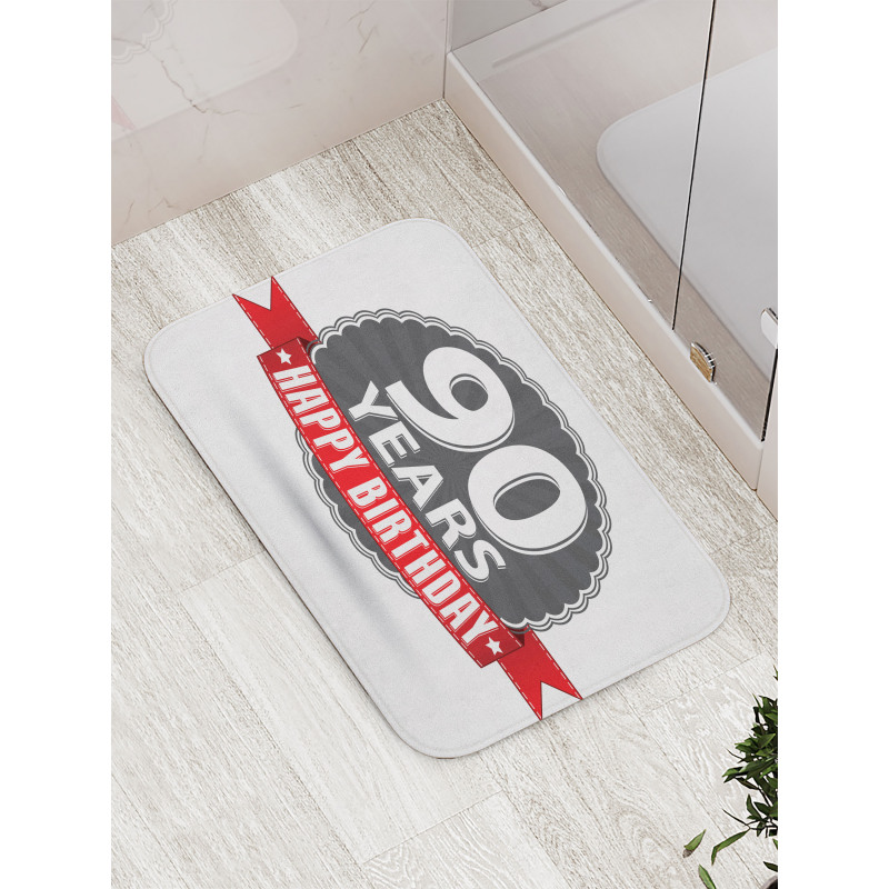 Birthday Red Ribbon Bath Mat