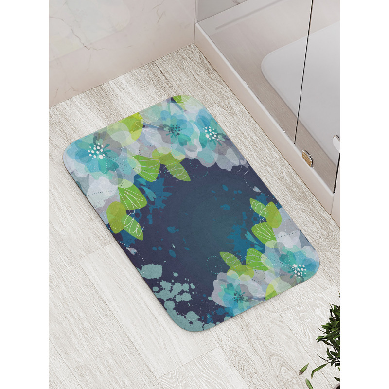 Grunge Abstract Flowers Bath Mat