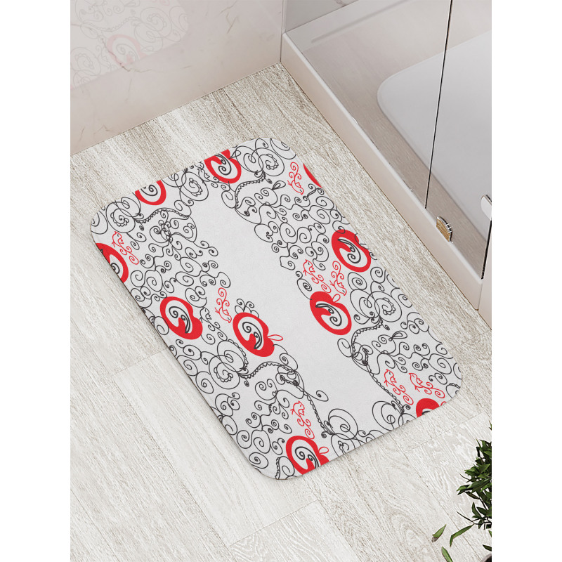 Sketchy Birds Swirls Bath Mat