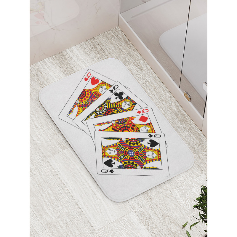 Queens Poker Play Cards Bath Mat