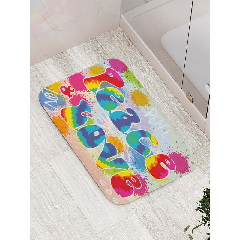 Peace and Love Funky Bath Mat