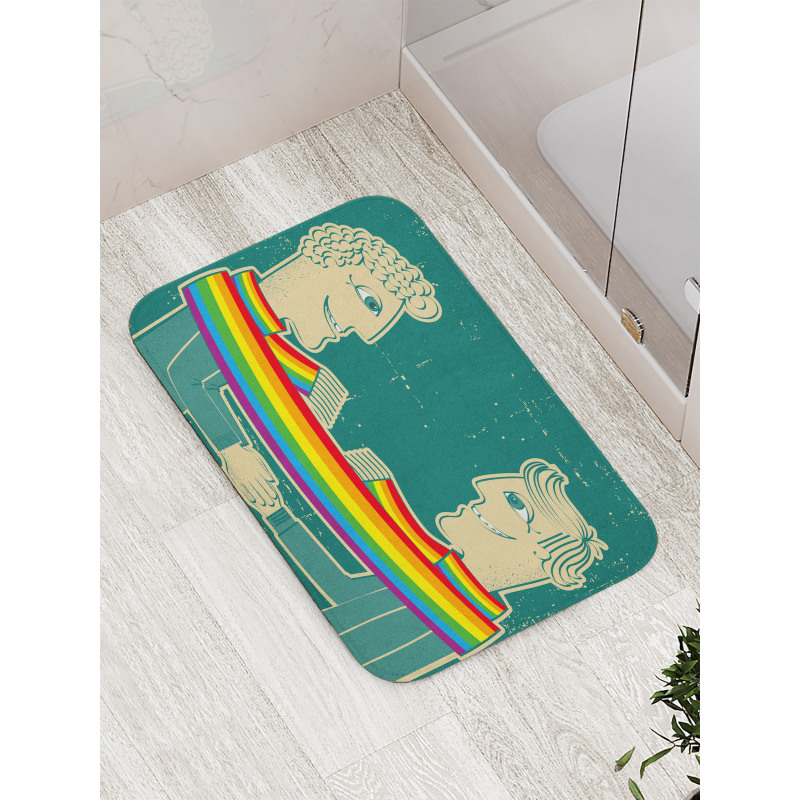 Gay Couple with Scarf Bath Mat