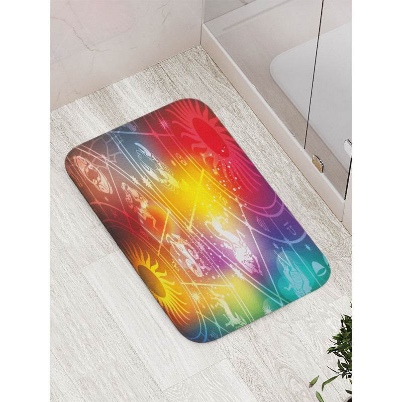 Rainbow Colored Chart Bath Mat