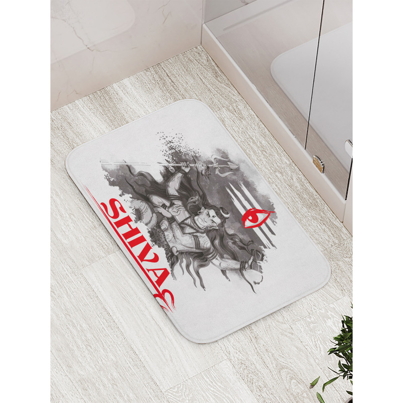 Ancient Figure with Red Eye Bath Mat