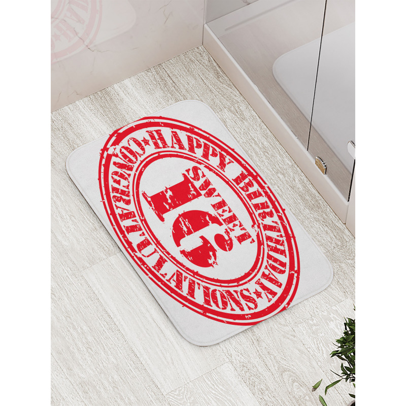 Rubber Stamp Greeting Bath Mat