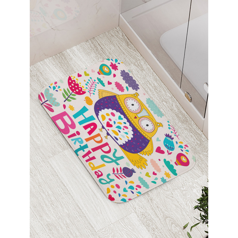 Funny Greeting Doodle Art Bath Mat