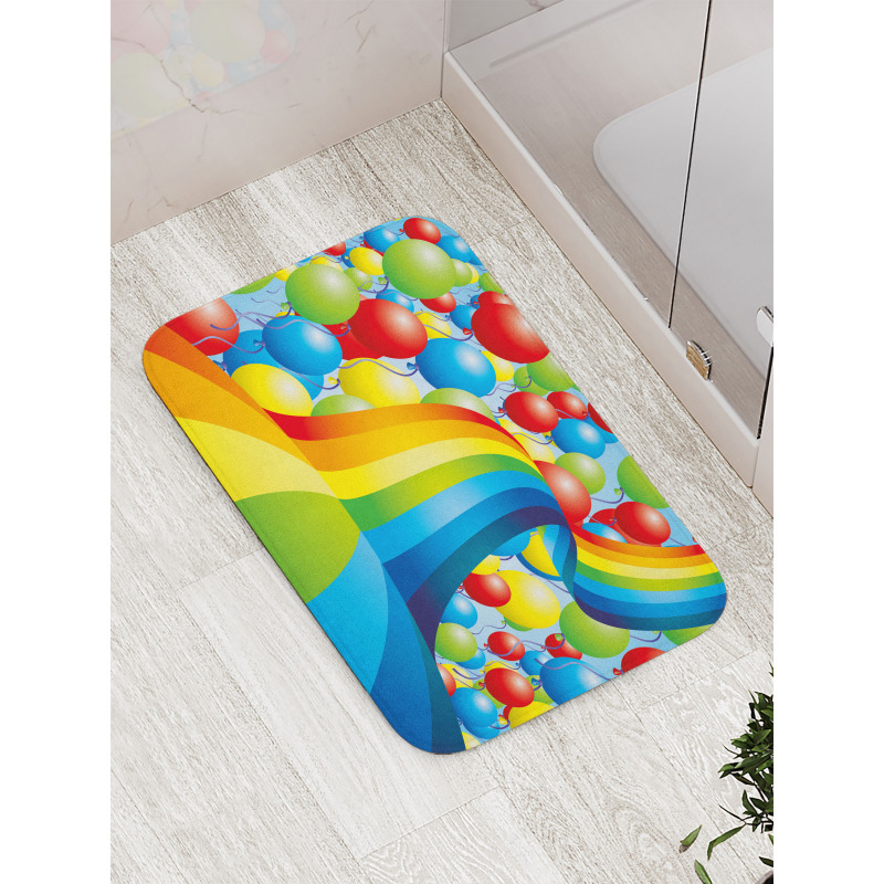 Balloons Ribbons Wavy Bath Mat