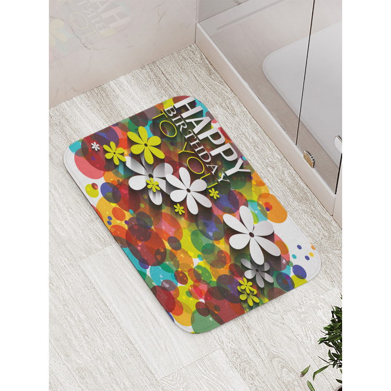 Daisies Dots Best Wish Bath Mat