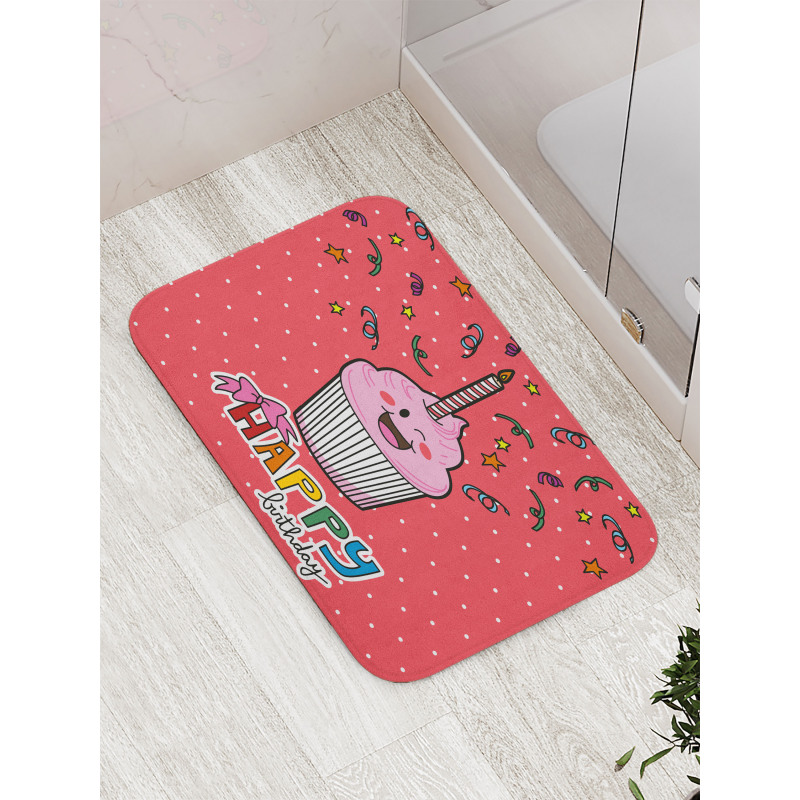 Pink Cupcake Bow Bath Mat