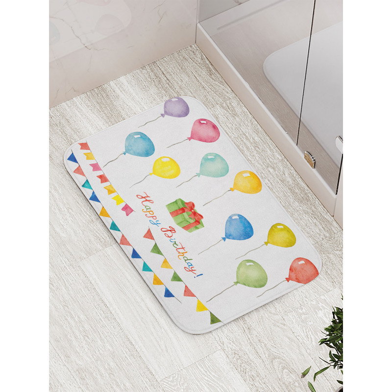 Watercolor Birthday Bath Mat