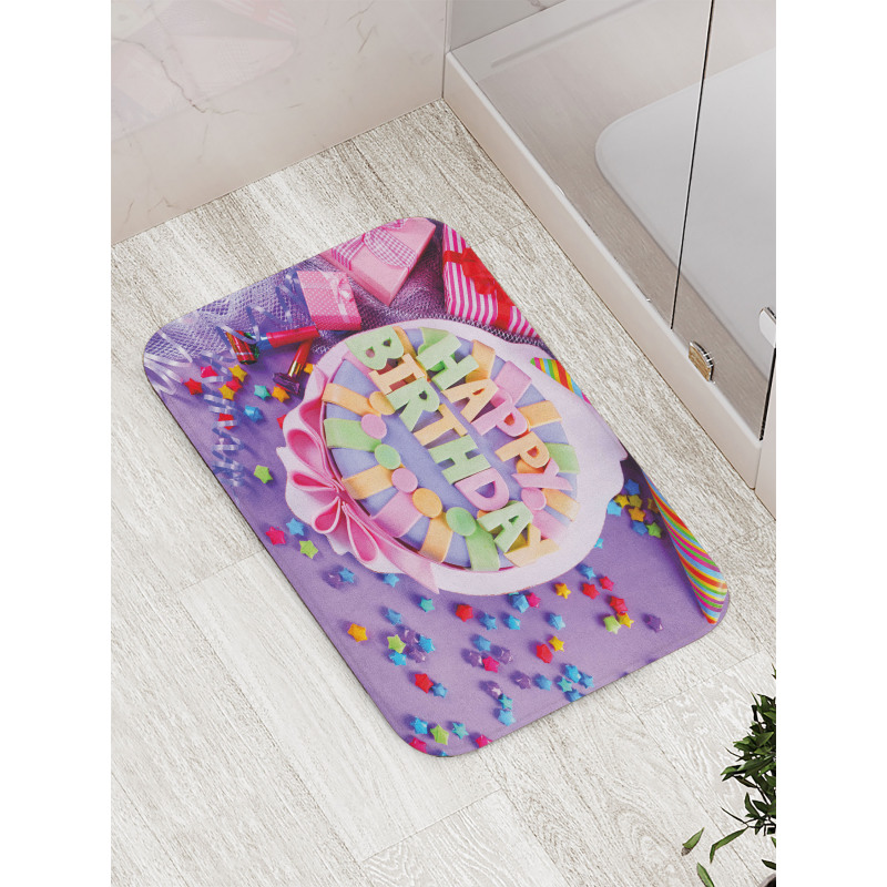 Birthday Cake Presents Bath Mat