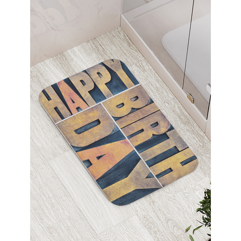 Wooden Printing Blocks Bath Mat