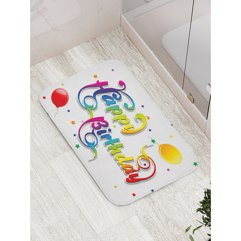 Birthday Words Floral Bath Mat