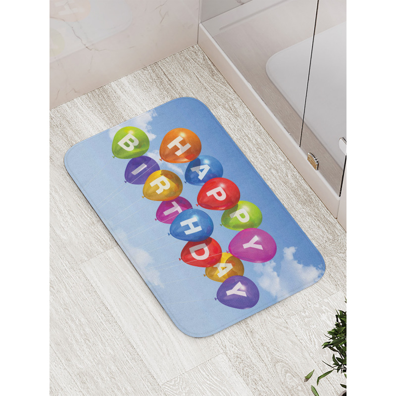 Balloons Letters Sky Bath Mat