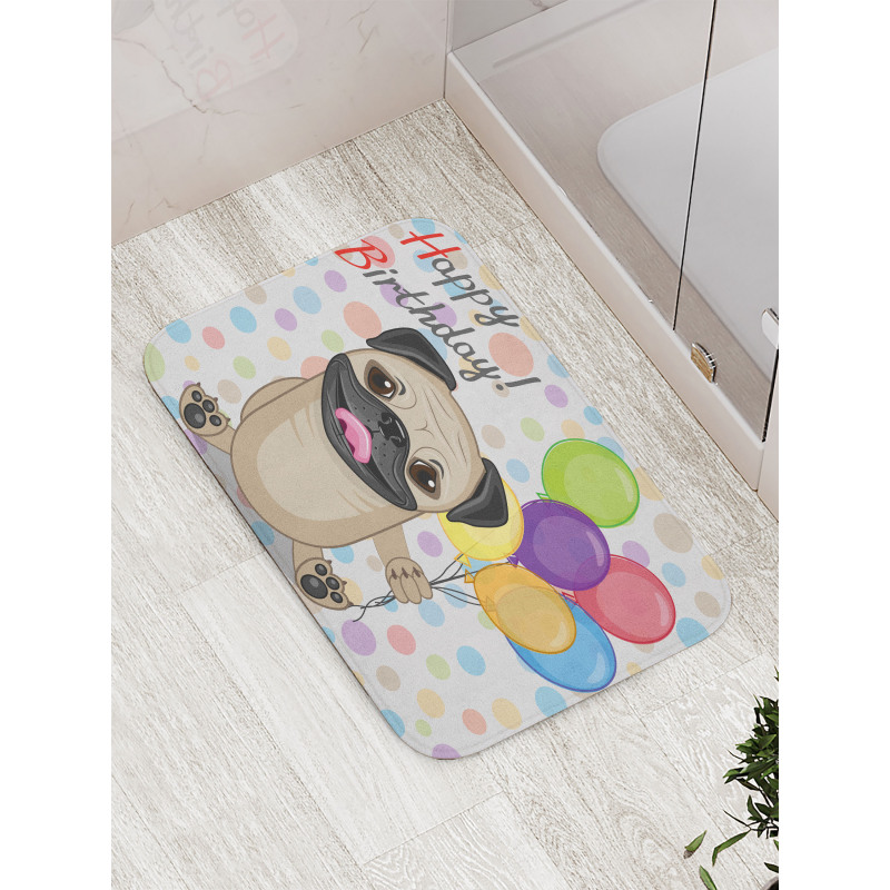 Birthday Pug Dog Bath Mat