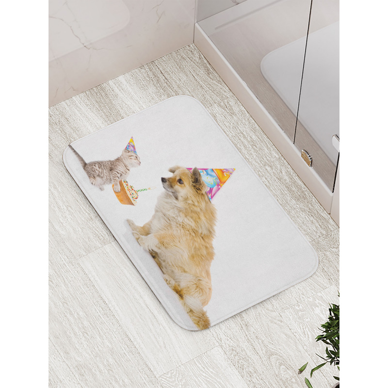 Cat and Dog Birthday Bath Mat
