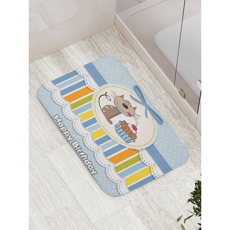 Baby Cat with Cake Bath Mat