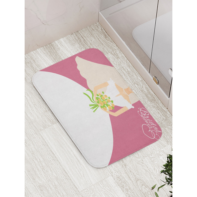 Bride in White Dress Bath Mat