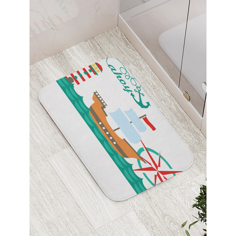 Boat Ahoy Compass Bath Mat