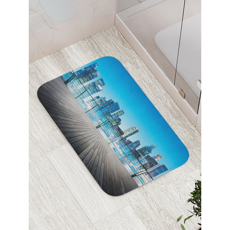 Blurry Skyscrapers Sea Bath Mat