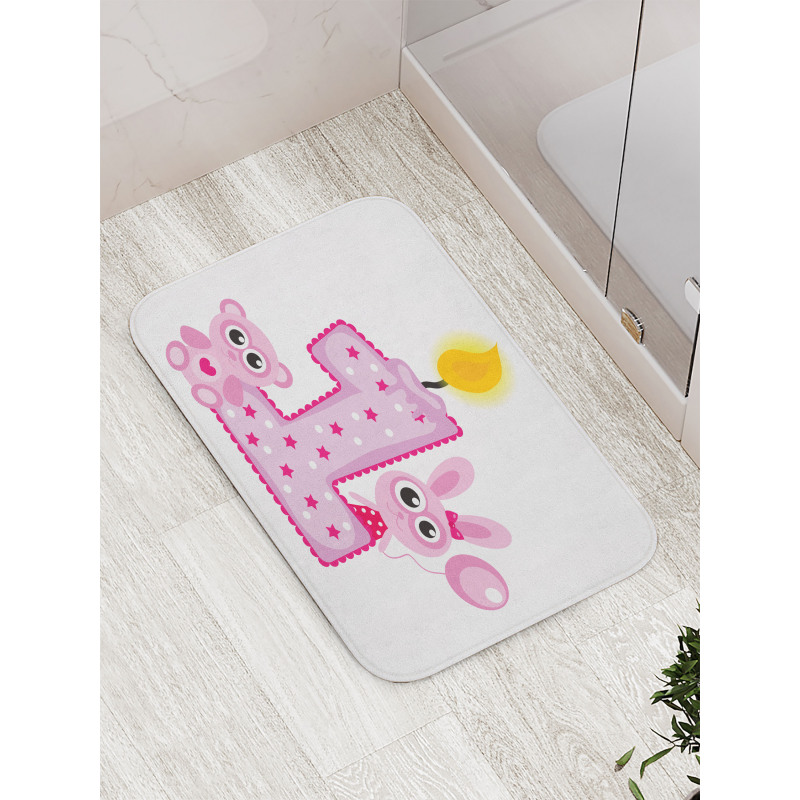 Girls Birthday Bunnies Bath Mat