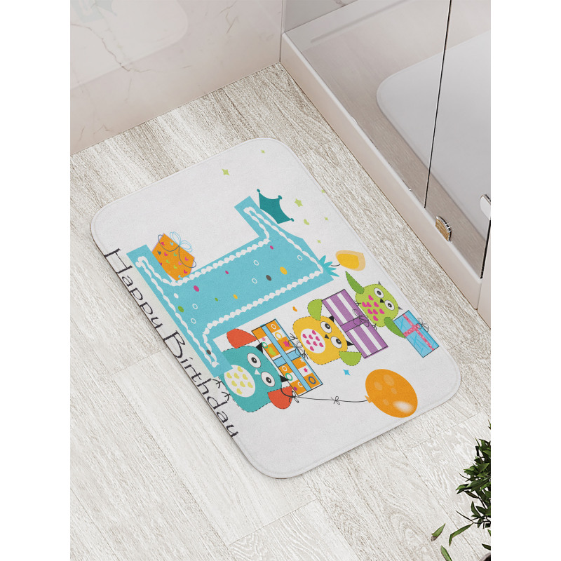 First Cake Candle Owls Bath Mat