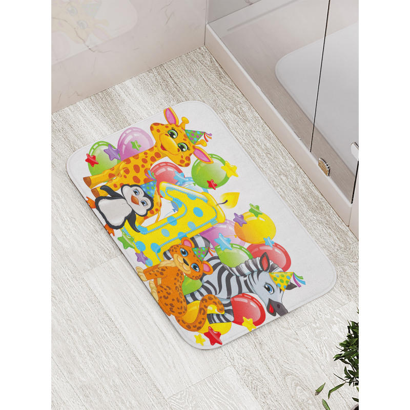 Safari Animal Birthday Bath Mat