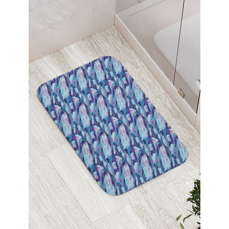 Feather and Wavy Design Bath Mat