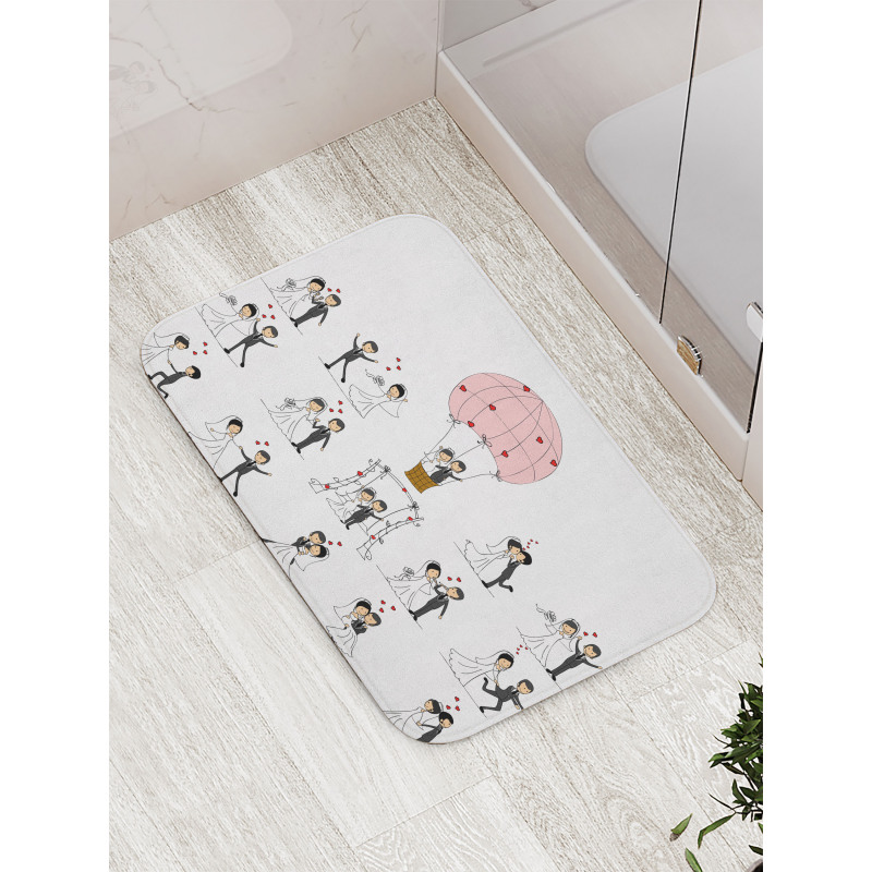 Bride Groom Cartoon Bath Mat