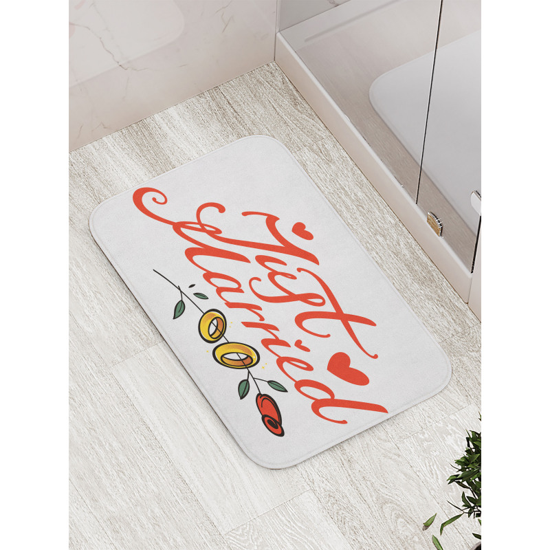 Just Married Rose Rings Bath Mat