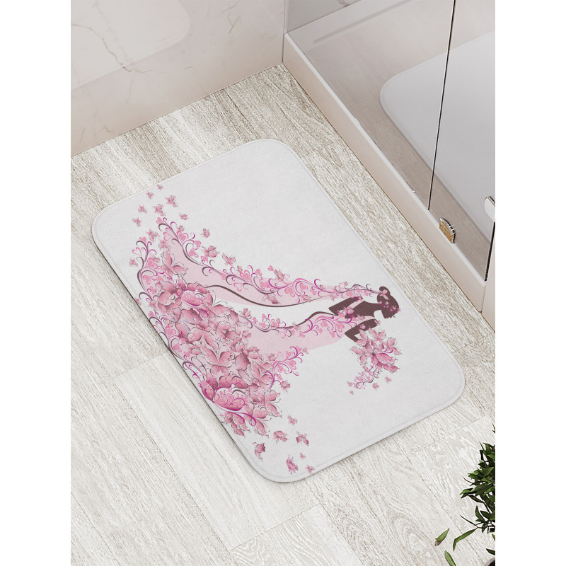 Floral Bridal Gown Bath Mat