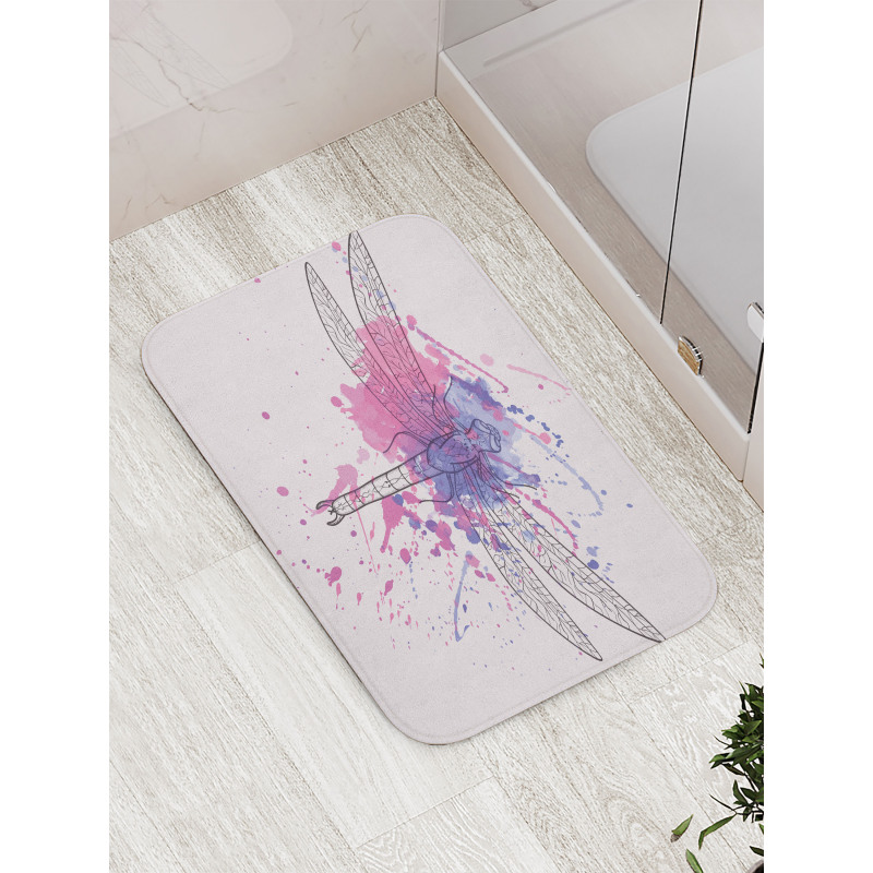 Grunge Moth Dragonfly Bath Mat